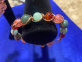 Copper-Wrapped Carnelian, Aquamarine, Cherry Quartz & Agate Bracelet