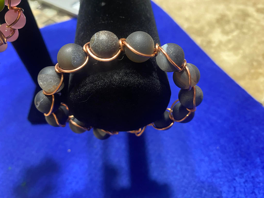Copper-Wrapped Druzy Agate Bracelet