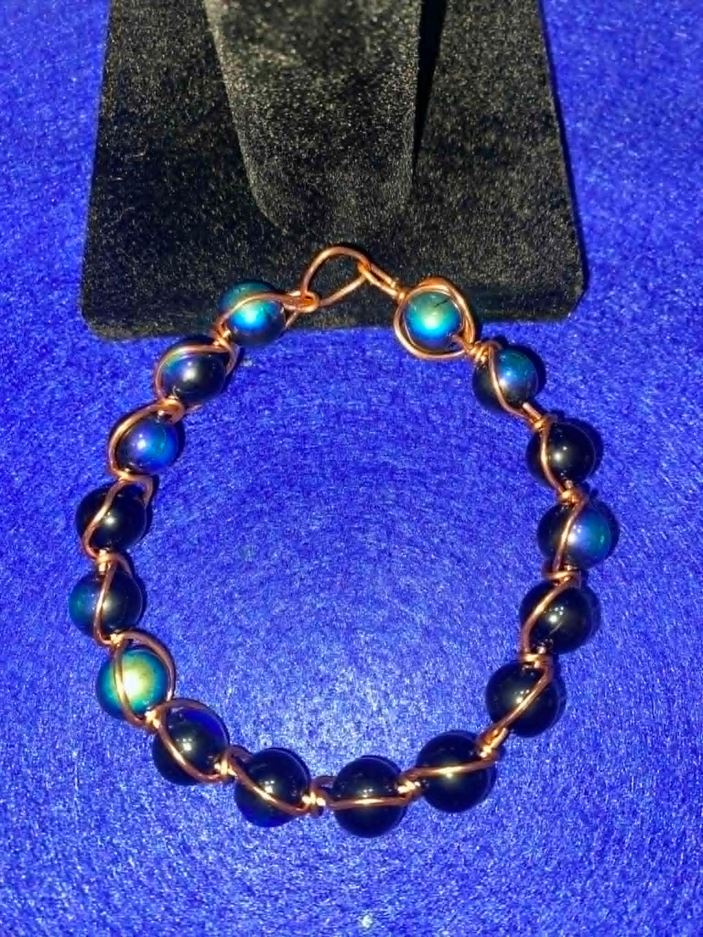 Copper-Wrapped Labradorite Beaded Bracelet