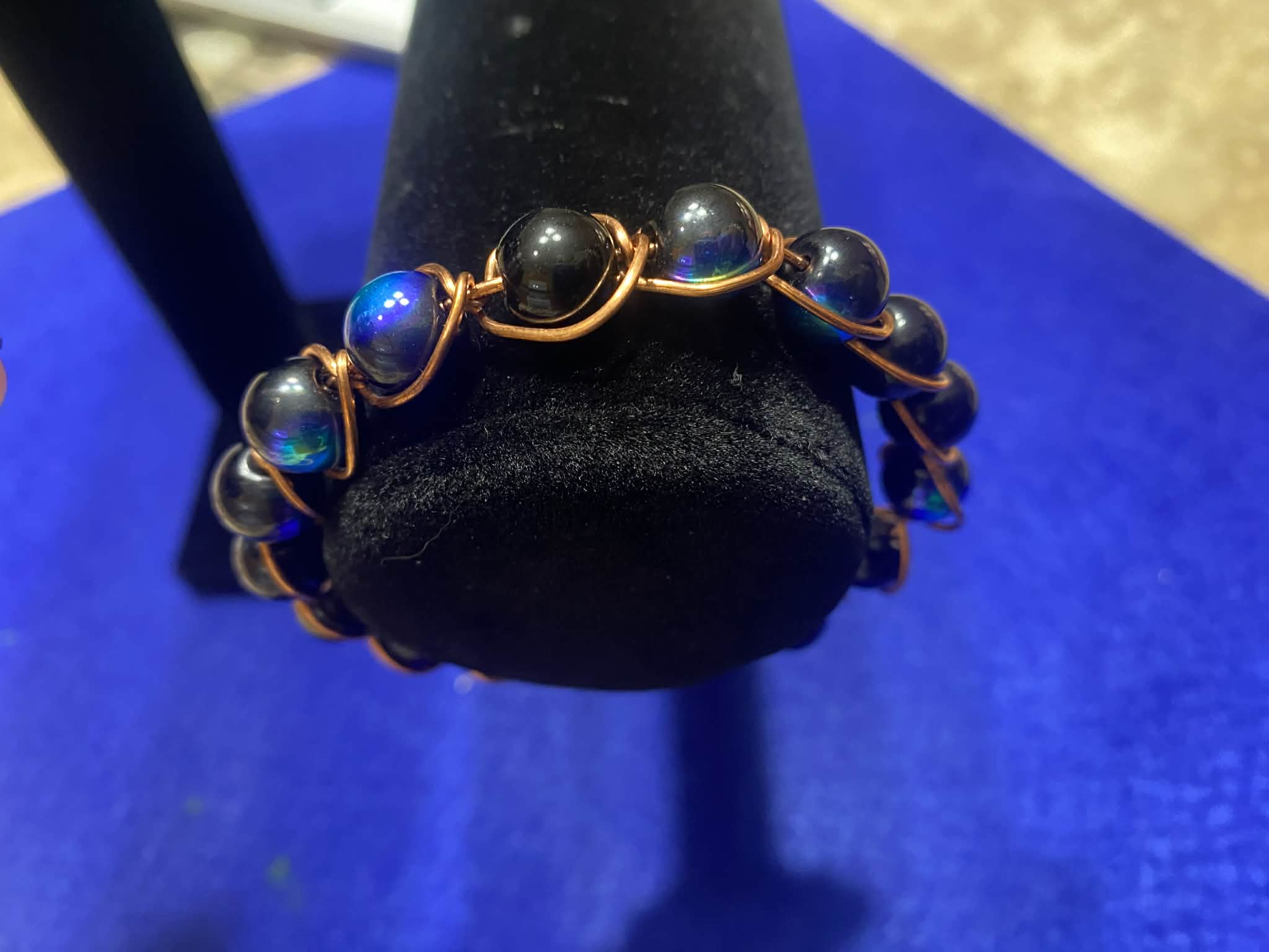 Copper-Wrapped Labradorite Beaded Bracelet